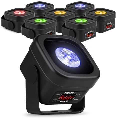 BeamZ BBP12 Akku Uplight Spot 8er Set - 12 Watt LED Par Strahler Outdoor, 13h Akkulaufzeit, IP65, Magnet Clip, Bühnenbeleuchtung, Dimmer, Stroboskop, DMX & Automodi, Bühnenlicht inkl. Fernbedienung