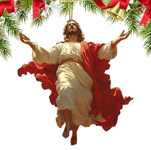 Jesus Weihnachtsschmuck Ornament,2D Acryl Festliche Dekoration - Christliche Jesus Ornamente,Für Auto Rückspiegel Zuhause Wand Fenster Schlafzimmer Wohnzimmer