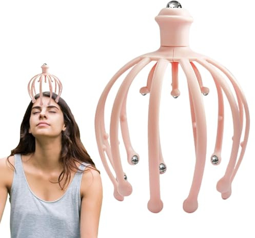 Hårbottenmassageapparat – bärbar hand-spa huvudmassageapparat Octopus Claw | – rostfritt stål bläckfisk huvudmassageklo, manuell massageverktyg för stress, avslappning, spa-läkning,