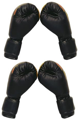DECOMELODY Guantoni da Boxe per 6Oz in PU con Fodera Traspirante Design a Fiamma Set da 2 Paia per Allenamento Sparring Kickboxing e Mma Adatti a Ragazzi e Ragazze per Palestra e