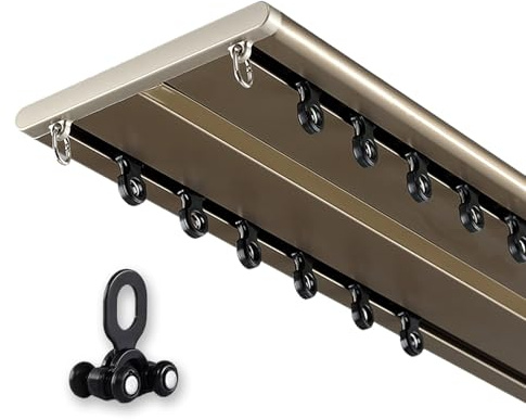 Binario per tenda ultra sottile a doppia banda, in alluminio, 130 cm, per soggiorno e camera da letto, diverse lunghezze disponibili (colore champagne)
