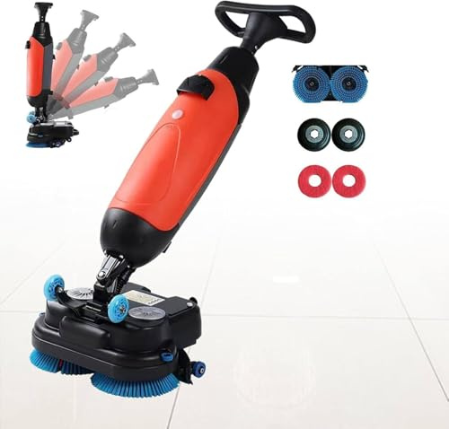 Automatic Floor Scrubber Self-Propelled, 360° Rotation,17 inch Commercial Cordless Machine, with 2x250W Brush Motors & Dual Water Tanks Red