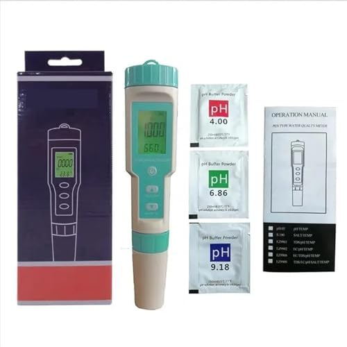Digitaler Wassertester, 7 In 1 Multifunktionales PH TDS EC ORP Salzgehalt SG Temp Meter Stifttyp IP67 ATC for Hydrokultur, Aquarium