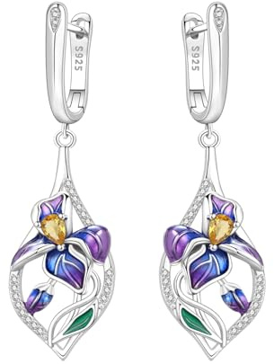 Örhängen silver 925 hängande för damer örhängen i 925 sterlingsilver örhängen med zirkonia allergivänliga örhängen för kvinnor alla hjärtans dag gåva födelsedagspresent, Silver