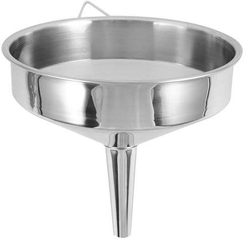 PERSELOSO Entonnoir en acier inoxydable - 30 cm / 12 pouces, large ouverture, long bec verseur pour vidange d'essence, de liquide de transmission et d'huile moteur (argenté)