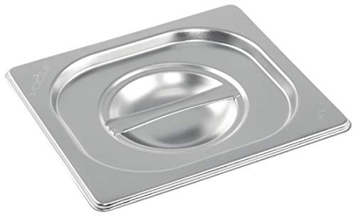 Vogue Stainless Steel 1/6 Gastronorm Pan Lid, Silver, Compatible with all Vogue 1/6 sized Gastronorm Trays (K992) | K993