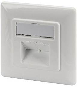 DIGITUS LSA junction box Cat-6A - 2 port RJ45 - Flush-mounted or surface-mounted network socket - Vertical feed - Design-compatible - 10 Gbps - Shielded - PoE-compatible - White RAL9003