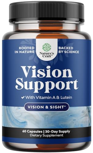 Complete Eye Health Supplement for Adults - Lutein 20mg Per Serving Eye Vitamins for Vision Dry Eyes Pressure and Blue Light Protection - Supplement Adults with Beta Carotene Eyes - 60 Count