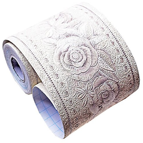 Elegante carta da parati bianca con motivo floreale rimovibile e adesivo adesivo da parete, motivo 3D, 10 cm x 5 m