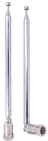 Fancasee 2-Pack FM Radio Antenna Telescopic 75 Ohm Screw F Type Male Plug Jack Connector Adapter AM FM Antenna for AV Stereo Receiver Home Theater Amplifier
