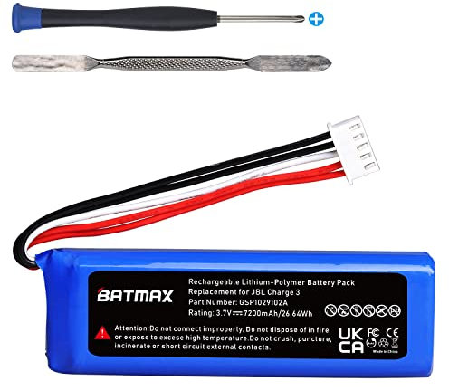 Batmax 3.7V 7200mAh Battery GSP1029102A for JBL Charge 3