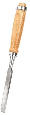 Carpenter Chisel, Firmer Gouge Wood Chisel Chrome Vanadium Alloy Steel Wooden Handle Steel File for Woodworking Cr-V 0.5inch