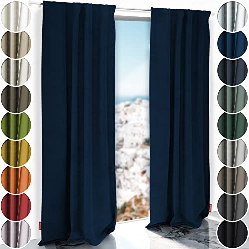 Schuette® Verdunkelungs-Vorhang Gardine mit Tunnelband ● Millenium Velvet: Royal Blue (Blau) ● 210x135cm Höhe x Breite (1 Stück) ● Knitterfrei Pflegeleicht Thermo Blickdicht & stark Abdunkelnd