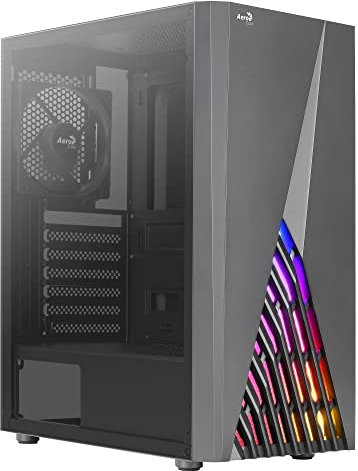 AeroCool DELTABKV1, Boîtier PC ATX, Façade RGB, Fenêtre Latérale Complète, Ventilateur 12cm, Noir
