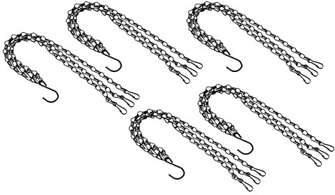 YOKIVE 5 Pcs Hanging Chains, 3 Point Holders Adjustable Chains Extension Link with S Hook, Great for Flower Pots, Plant Basket, Lantern (Black, 16.14-Inch)