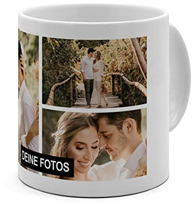PhotoFancy® - XL Tasse 'Collage' - Personalisierte Fototasse mit eigenem Foto und Text - Große Tasse selbst gestalten - Jumbo-Becher XL 500 ml - Collage 3 Bilder