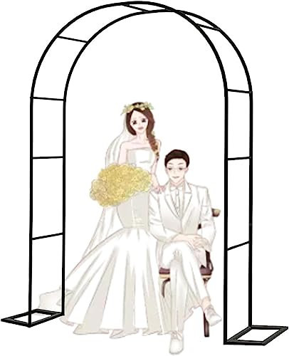 MISKYN Arco Da Giardino in Metallo,Arco Per Rose Per Piante Rampicanti,Resistente Padiglione Da Giardino,Traliccio,Pergolati Alle Intemperie E Autoportante,Con Base,Facile Da Montare,Nero,W3.5M*H2.2M