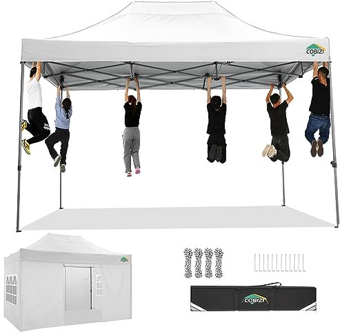 COBIZI Pavillon 3x4,5 wasserdicht stabil Winterfest 3.0,Faltpavillon 3x4,5 Partyzelt, Gartenpavillon UV Schutz mit 4 Seitenteilen Festival Partyzelt Sonnenschutz Pavillon, Weiß