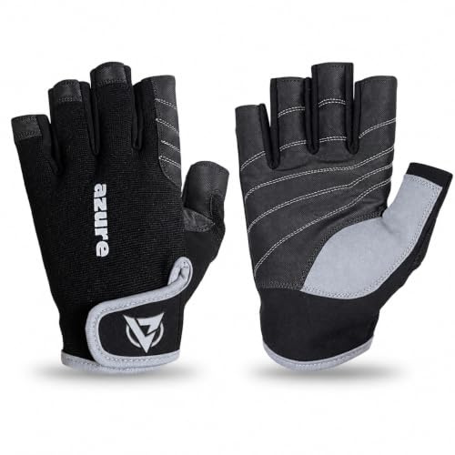 Azure Premium Amara Guanti da vela, Grip Palm, Well Enforcement C/F Donne Pesca, Canottaggio, Kayak, Surf, Canoa Nero M