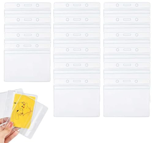 15 kleine Kartensets Kartenhüllen, Kartenhalter transparent mit einer Clear Waterproof Abzeichenhalter Namensschild Abzeichen ID-Kartenhalter Spezifikationen des äußeren Rahmens（97x80mm, Horizontal)