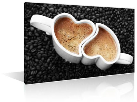 TISHIRON 1 Panel Modern Painting Coffee and Coffee Bean Kitchen Wall Art Coffeehouse Restaurant Wall Decor for Living Room Posters and Prints Stretched and Framed Ready to Hang 16 Wx24 H