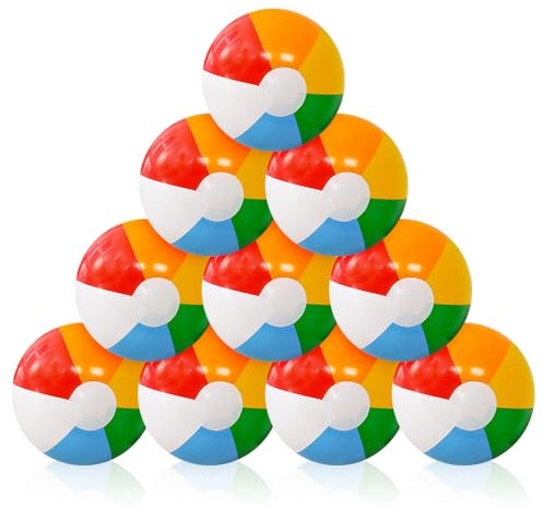 Udbrud 10 Pezzi Palloni da Spiaggia Gonfiabili, Palline per Piscina Bambini 30cm, Beach Balls Pallone da Spiaggia Colorata Bambini Palla Gonfiabile per Feste All'Aperto in Piscina in Spiaggia Estiva