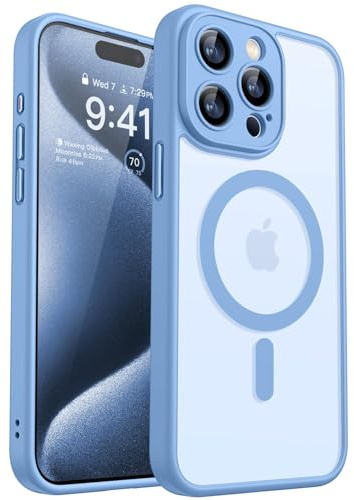 CANSHN für iPhone 15 Pro Max Hülle mit Kameraschutz, Himmelblau