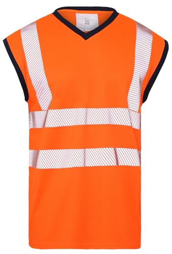 FAIRY BOUTIQUE Mens High Visibility Mesh Vest Top Hi Vis Reflective Tape 2 Tone T Shirt Sleeveless Work Utility Safety Tank Tops