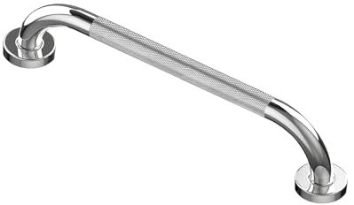 Howdah Maniglia Doccia per Anziani e Disabili in Acciaio Inox Cromato 40 CM - Maniglione per Vasca da Bagno Motivo Antiscivolo