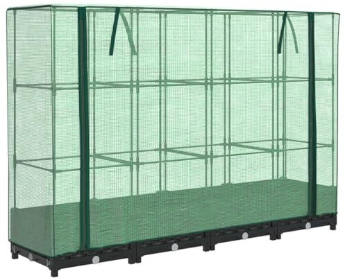 vidaXL Hochbeet mit Gewächshausabdeckung Rattanoptik 160x40x123 cm