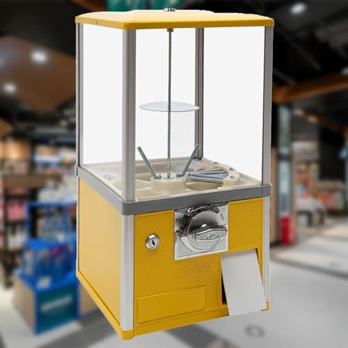 Kaugummiautomat,Kommerzieller Süßigkeiten und Kaugummiautomat,Spielzeug Kapselspender,Kommerzieller Kaugummiautomat für Süßigkeiten,für Kapselspielzeug mit 4,5–5,5 cm Durchmesser(Yellow,1 EUR/Two Time