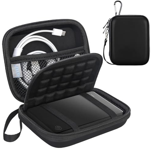 Lacdo Hårddisk Bärväska för Seagate Portable External Hard Drive, Toshiba Canvio Basics/Flex WD Elements/My Passport Extern Hårddisk HDD Case 1TB 2TB 4TB 5TB 6TB Stötsäker Resväska, Svart
