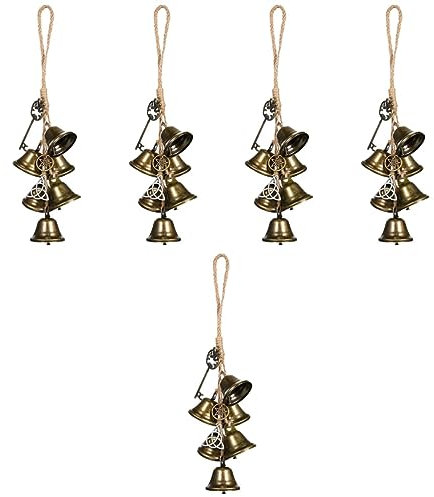 POPETPOP 5 Pièces Carillon de sorcière The Wall Mural Vintage Decoration Home Decor metalicca lumière Cloches Solaire Ornements de Cloche Pendentif Carillon de Porte Carillon éolien Métal