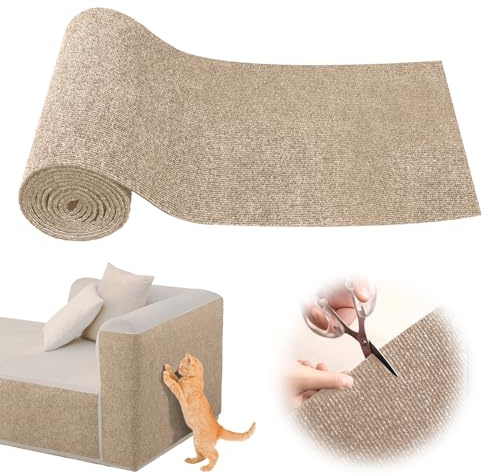 Alfombra Rascador para Gatos,Protector Sofa Gatos Arañazo,Tapete Rascador para Gatos con Autoadhesivo,Alfombra Autoadhesiva para Gato para Proteger Alfombrasy Gris Oscuro (Caqui, L)