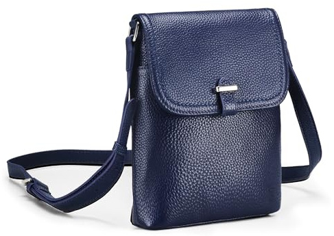 befen Echtleder Handytasche zum Umhängen Damen RFID-Blockierung Handy Umhängetasche Damen Klein Leder Handtasche mit Geldbörse zum Umhängen, Crossbody Bag mit Verstellbar Schultergurt, Blau