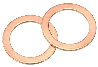 sourcing map Rondella piatta M16, 12 rondelle piatte ad anello in rame, diametro esterno 22 mm, spessore 1 mm, anello di tenuta in metallo per viti, bulloni, dadi