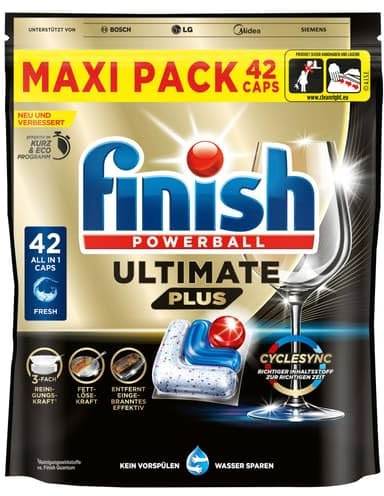 Finish Ultimate Plus Fresh diskmaskinsmössor, Maxi Pack (42 stycken)