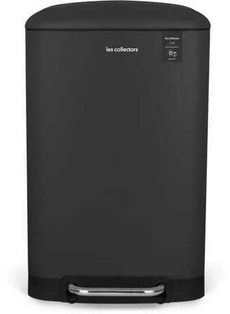 Les Collectors–Poubelle de Cuisine à Pédale N°531, Acier inoxydable, Capacité 20L, Sac compatible 30L, Compacte, Pratique, Fermeture silencieuse, Seau intérieur amovible, Finition Mat, Gris anthracite