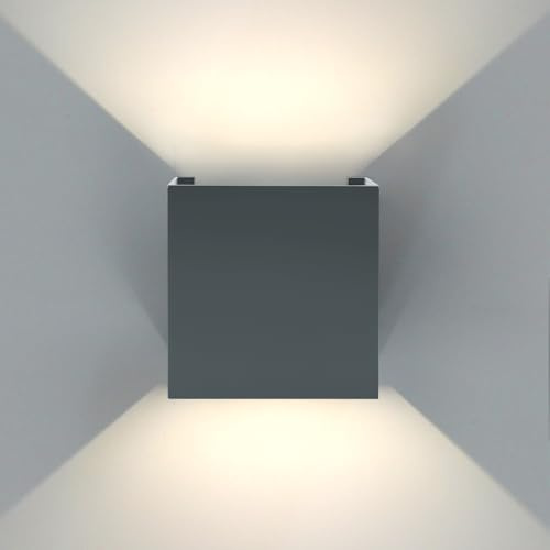 Kerry LED Außenwandleuchten, Up & Down, je 6 W, 3000 K, IP54 EEK D | Anthrazit Druckguss-Aluminium mit vier Schiebern zur individuellen Lichtformung, fest verbaute Lichtquelle, bis zu 50.000 Std