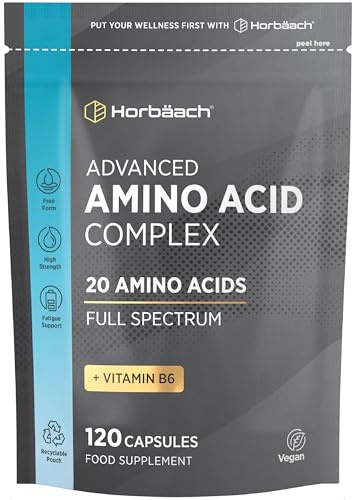 Amino Acid Supplement | Essential Complex | All BCAA & EAA Including Lysine & Arginine | Full Spectrum | 120 Vegan Powder Capsules | Free Form | by Horbaach