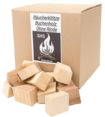 Räucherklötze Buche, 5000 g XXL Packung sortenreine faustgroße SHS Wood Chunks zum Smoken und Räuchern über längere Zeit, für alle Grills geeignet