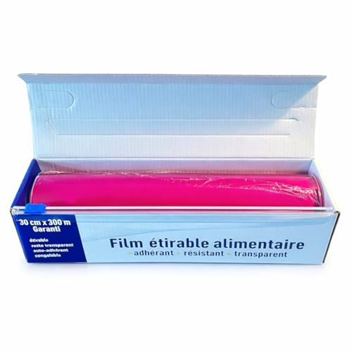 Film Étirable Alimentaire 30 cm x 300 m avec ZIPcut – Film de Qualité Pro – Pour Conservation, Emballage, Congélation & Maintien de la Fraîcheur des Aliments