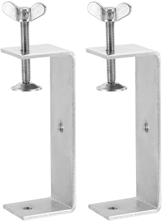 sourcing map 2 Pcs 304 Stainless Steel C Clamps 130mm Square Mini Tiger Clamp Adjustable Heavy Duty Metal U Clip with Press Screw for Woodworking Welding Mounting, Silver