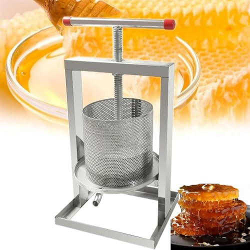 Pressa manuale per miele, estrattore di cera d'api in acciaio inossidabile, pressa per sidro, pressa per vino con cestello a rete, attrezzi per apicoltura/vinificazione (4 litri)