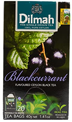 Dilmah - 100 sachets de thé - Thé de qualité supérieure de Ceylan - De doux et apaisant à aromatique et fort - Feuilles de thé cueillies à la main au Sri Lanka (Cassis)