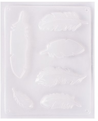 Rayher Gießform Federn, Kunststoff, 6 Motive, Motivgrößen ca. 6-14,5 + 2,5-4,3 cm, ideal zum Ausgießen mit Kreativ-Beton, Raysin-Gießpulver, Gießform lebensmittelecht, 36086000