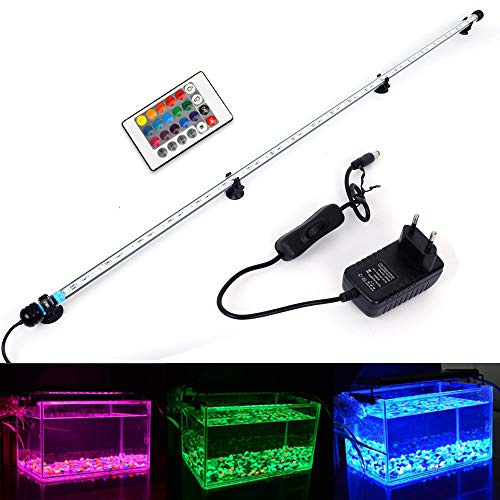 MLJ akvarium belysning, LED akvarium lampa 18–112 cm vattentät akvarium lampa kontakt EU undervatten LED-ljusbalkar för fisktank, 112cm, Rgb