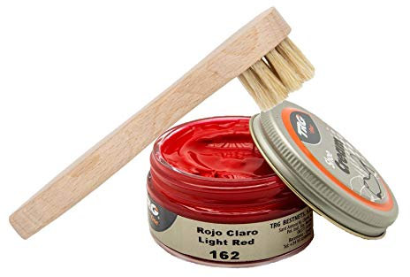 Langlauf Schuhbedarf TRG Schuhcreme mit Auftragsbürste I Lederschuh Pflege Set I Schuhputzsets Leder, Schuhbürstenset, Schuh Reinigung Set, Lederpflege Set (rot 162)