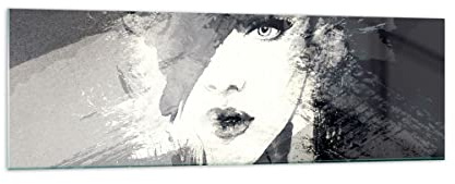 Quadri su Vetro 160x50 cm Stampe da Parete Bianco e Nero Persone 3757