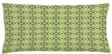 ABAKUHAUS Mid Century Throw Pillow Cushion Cover, Atomic Form Boomerang Details Dots and Crossed Lines, Decorative Square Accent Pillow Case, 36 X 16 Inches, Apple Green Indigo